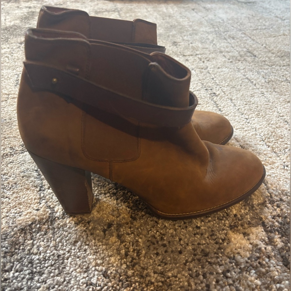 Madewell Lonny Leather Western Strap Block Heel Ankle Boot Size 10 Brown - Picture 2 of 8